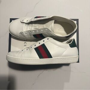 Gucci Womens White - Ace Striped Panelled Leather Sneakers 39